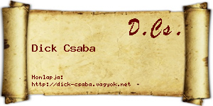 Dick Csaba névjegykártya
